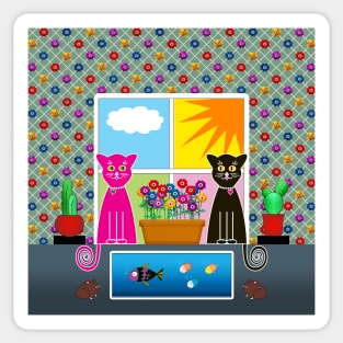 Folk Art Cats Sticker